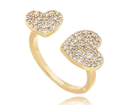 Anel Aliança – Dois Corações - Regulável